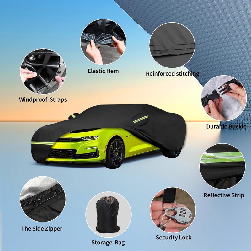ATBKJ Waterproof Car Covers Fit for 2010-2023 Chevy Camaro(Black) Custom Heavy Duty Waterproof All Weather Protection Outdoor - Image 2